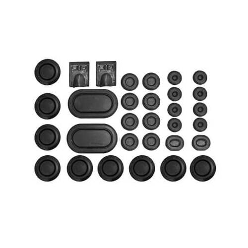 Scott Drake Classic Body Panel Plugs, 29-piece, Rubber, Black, For Ford, Kit