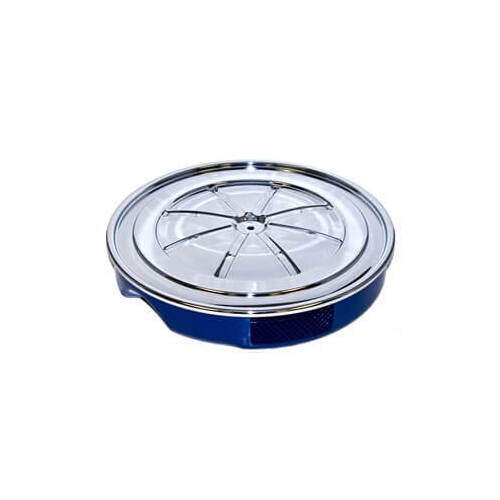 Scott Drake Classic Air Cleaner, Round, Chrome Lid, Blue Base, 390 GT Performance, Without CA Tube, For Ford, Each