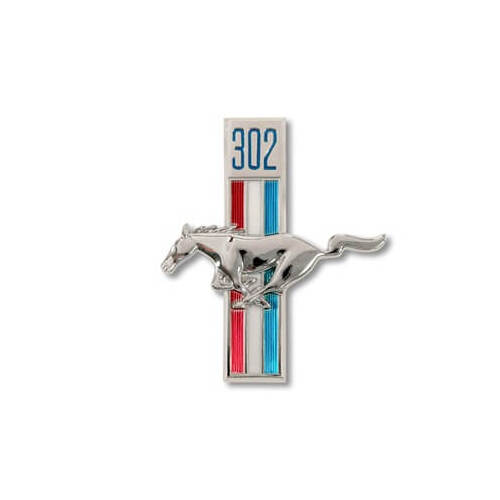 Scott Drake Classic Fender Emblem, Fender Emblem Running Horse, 302 Pin-On Driver Side, 1968 For Ford Mustang, Driver Side Emblem with Mounting Hardwa
