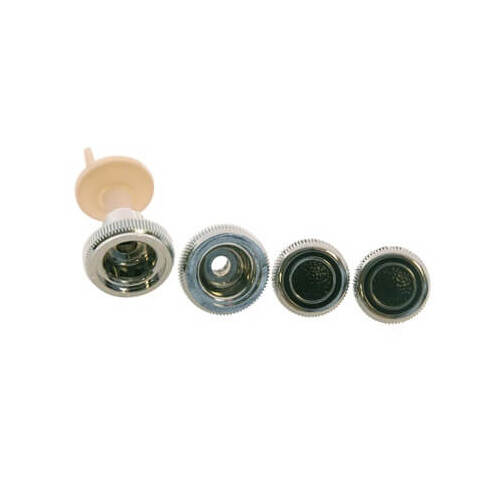 Scott Drake Classic Dash Knob, Radio Type, Chrome, For Ford, Set