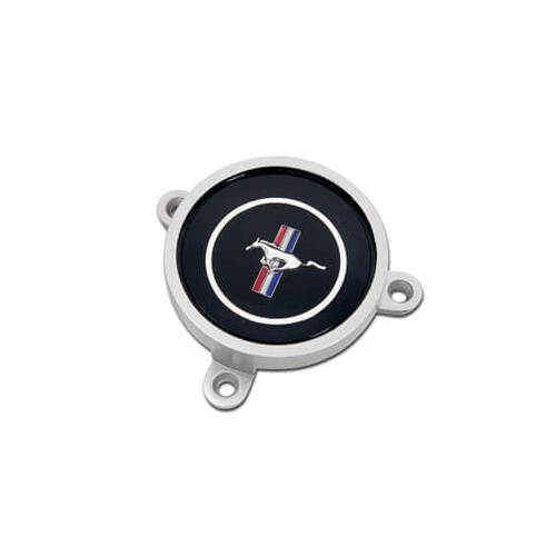 Scott Drake Classic Emblem, Steering Wheel, Chrome/Red/Black/White/Blue, Running Horse Logo, For Ford, Each
