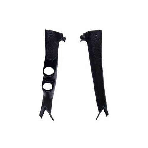 Scott Drake Classic Body A-Pillar Trim Panel, 1969-70 Mustang Fastback Windshield Pillar Moldings with Gauge Pods, Plastic, Each