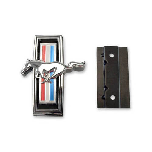 Scott Drake Classic Emblem, Replacement, Grille Location, Solid Style, Chrome/Red/White/Blue, Running Horse Logo, For Ford, Each