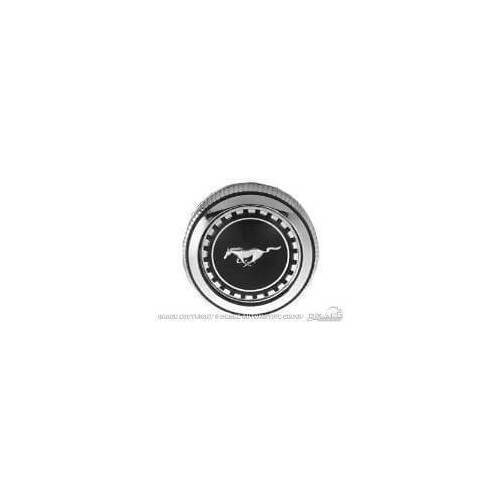 Scott Drake Classic Fuel Tank Cap, Twist On, Chrome/Black, Standard Running Pony Logo, For Ford, Each