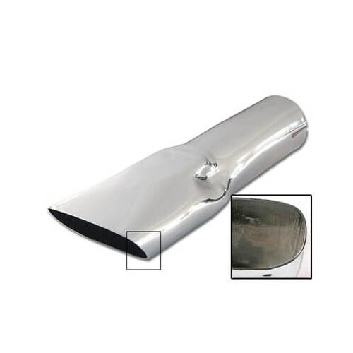 Scott Drake Classic Exhaust Tips, Single, Oval, Clamp-on, Stainless Steel, Polished, Slant Cut, For Ford, Each