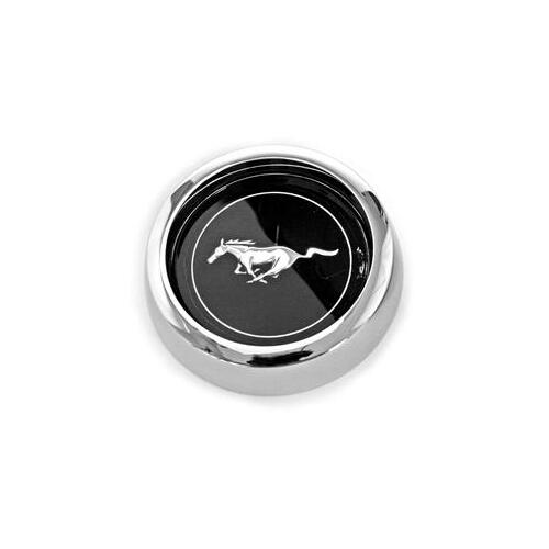 Scott Drake Classic Hub Cap, Magnum 500 Pony, Bolt-on, Flat, Steel, Chrome, Mustang Logo, Each