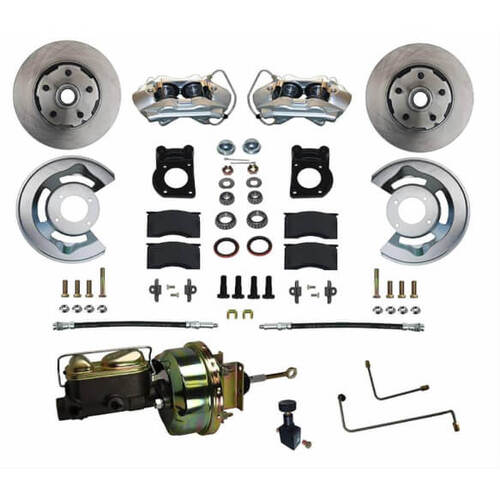 Scott Drake Classic Disc Brakes, Conversion, Front, Power, Solid Surface Rotors, Calipers, Master Cylinder, Booster, For Ford, Kit