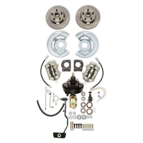 Scott Drake Classic Disc Brakes, Conversion, Front, Power, Solid Surface Rotors, Calipers, Master Cylinder, Booster, For Ford, Kit