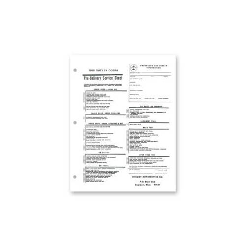 Scott Drake Classic Decal, Vehicle Information Label, Shelby Pre-Delivery Sheet, Each