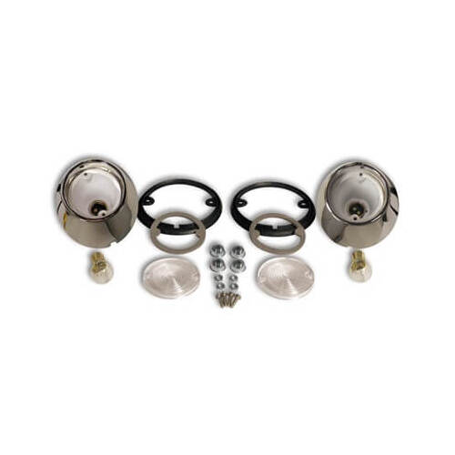 Scott Drake Classic Backup Lights, Stock Style, Clear Lens, Chrome Housing, For Ford, Kit