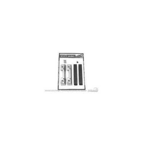 Scott Drake Classic Armrests, Front, Vinyl, Black, Chrome Base, For Ford, Kit