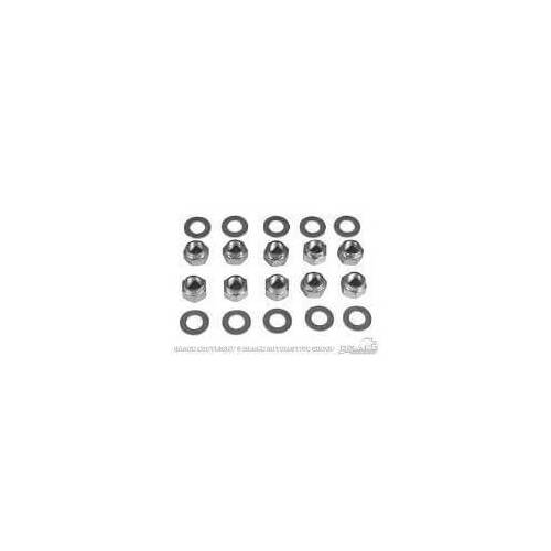Scott Drake Classic Rear End Housing Nuts, Locking, Hex Head, Steel, Cadmium Plated, For Ford 8 in, For Ford 9 in, Set of 10