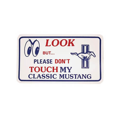 Scott Drake Classic Sign, Mustang, Magnetic, Rectangular, Vinyl, White, Please Don't Touch Genre, 5.25 in. Width, 3.00 in. Height, Each