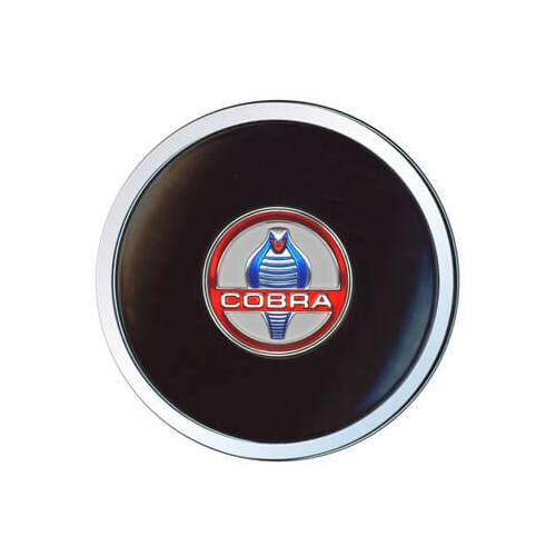 Scott Drake Classic Horn Button, Plastic, Black, Corso Feorce 6 Hole Steering Wheel Cobra Horn Button with Emblem, Each