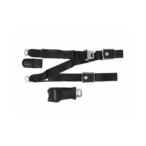 Scott Drake Classic Seat Belt, Nylon, Latch Style, 3-Point, Concourse, Black, Set