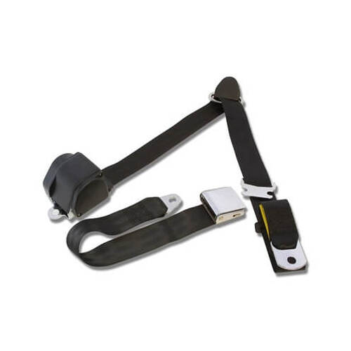 Scott Drake Classic Seat Belt, Nylon, Latch Style, 3-Point, Black, Set