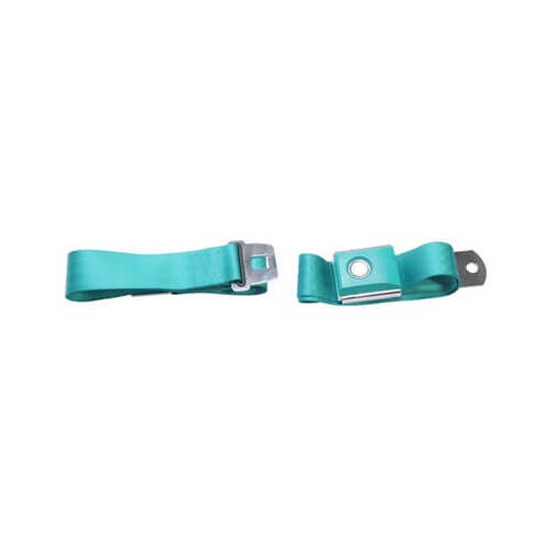 Scott Drake Classic Seat Belt, Nylon, Push Button Style, 2-Point, Aqua, Set