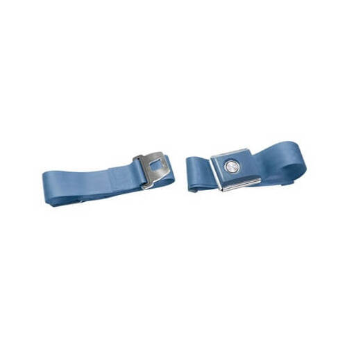 Scott Drake Classic Seat Belt, Nylon, Push Button Style, 2-Point, Blue, Set