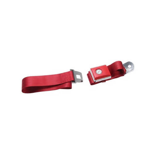 Scott Drake Classic Seat Belt, Nylon, Push Button Style, 2-Point, Dark Red, Set