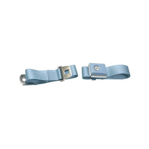 Scott Drake Classic Seat Belt, Nylon, Push Button Style, 2-Point, Light Blue, Set