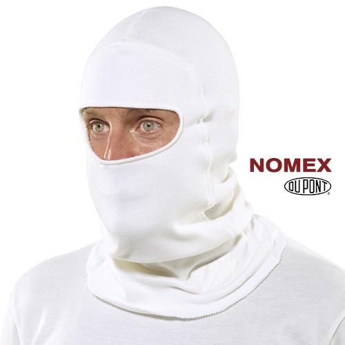 Simpson Nome Head Sock, White, Nomex, Single Large Eyehole Opening, 1 Layer, SFI 3.3 Safety Rating, Each