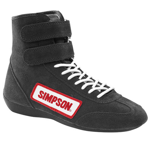 Simpson High Top Driving Shoes, Black, Mens Size 10, SFI 3.3/5, Pair