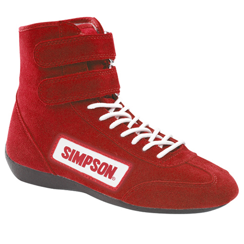 Simpson High Top Driving Shoes, Nomex/Suede, Red, SFI 3.3/5, Men's Size 8, Pair