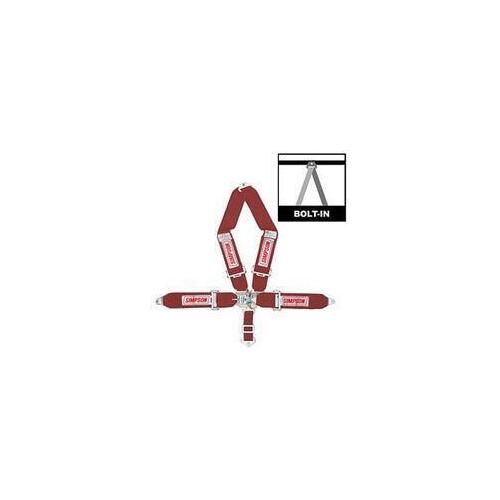 Simpson Latch & Link Driver Restraint Systems 29065R Harness, Complete, Latch, V-Type, Bolt-In, Roll Bar Mount, Red, Each
