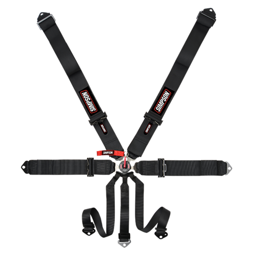 Simpson HANS Compatible Camlock Harness, 7-Point, Camlock, Lever-Style, Individual-Type, Bolt-In, Black