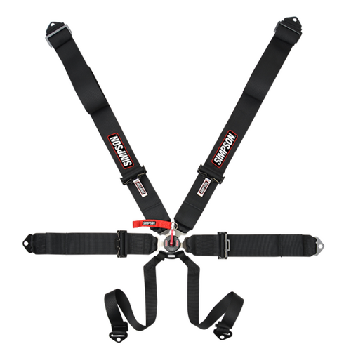 Simpson Camlock Harness, 6-Point, Camlock, Lever-Style, Individual-Type, Bolt-In, Black, Black Hardware
