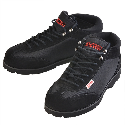 Simpson Garage Crew Shoes, Mid-top, Wick Liner, Suede/Canvas Outer, Black, Mens Size 12, Pair