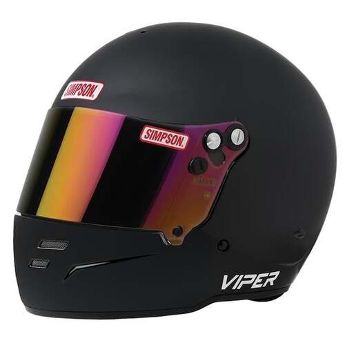Simpson Viper Racing Helmet, Full Face, Black, Matte Finish, Snell SA2020, Medium, Each