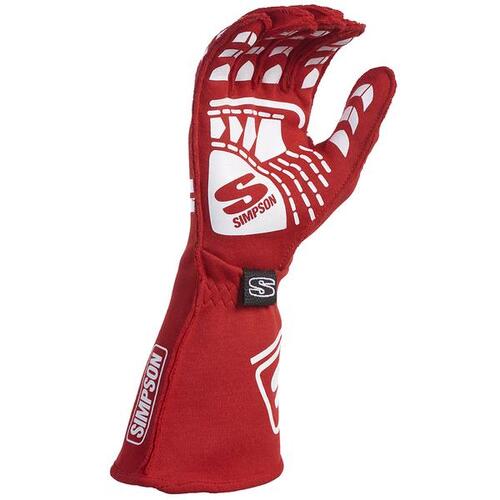 Simpson Endurance Racing Gloves, Double Layer, Nomex, Red, SFI 3.3/5, Large, Pair