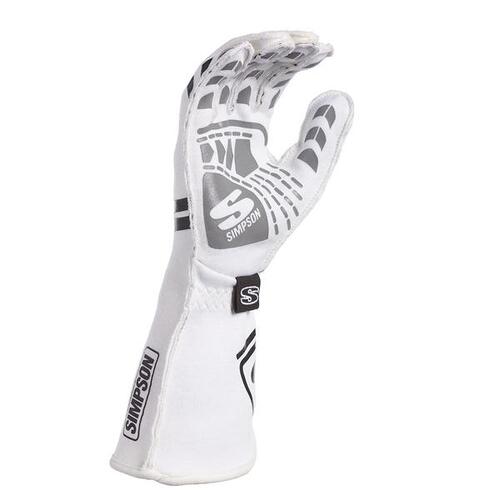 Simpson Endurance Racing Gloves, Double Layer, Nomex, White, SFI 3.3/5, Large, Pair
