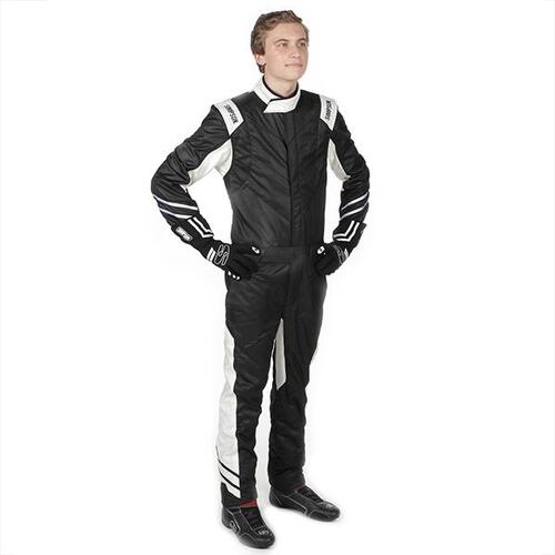 Simpson Racing Flex SFI-5 Racing Suit, Large, Black/White