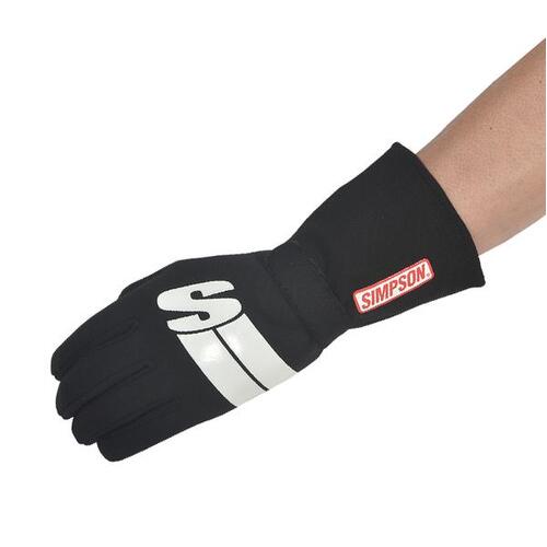 Simpson Racing Impulse Professional Racing Gloves, Double Layer, Nomex, Black, SFI 3.3/5/FIA, Small