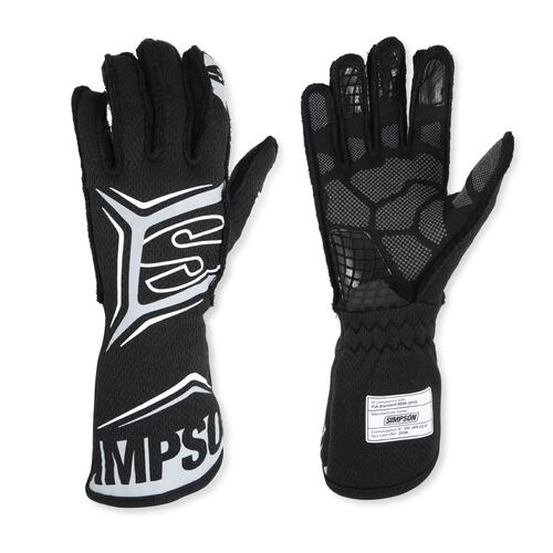 Simpson Racing Magnata Gloves, Large, Black, SFI 3.3/5, FIA 8856-2018, Pair