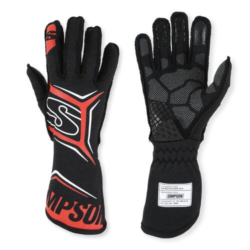 Simpson Racing Magnata Gloves, Large, Red, SFI 3.3/5, FIA 8856-2018, Pair