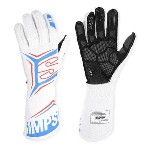 Simpson Racing Magnata Gloves, Small, White, SFI 3.3/5, FIA 8856-2018, Pair