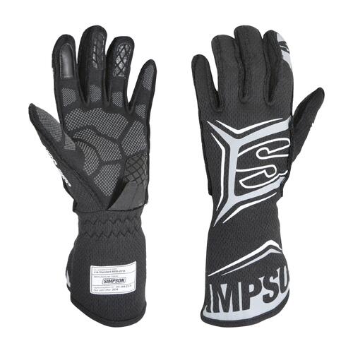 Simpson Racing Magnata Gloves, X-Large, Black, SFI 3.3/5, FIA 8856-2018, Pair