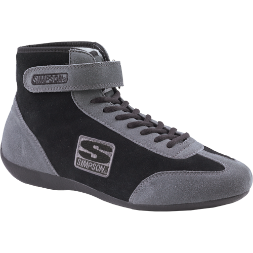 Simpson Mid-Top Driving Shoes, Size 10.5 Men's, Size 12.5 Women's, Black/Gray, SFI 3.3/5, Nomex, Suede, Pair