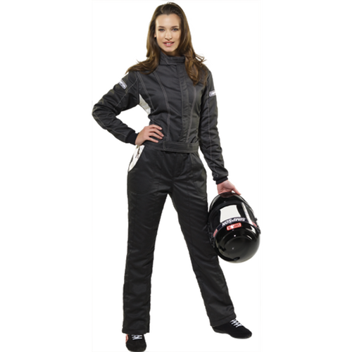  Simpson Racing Vixen II Ladies Driving Suit, Black/White, Medium (Ladies 8-10)