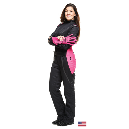 Simpson Racing Vixen II Ladies Driving Suit, Black/Pink, Large (Ladies 12-14)