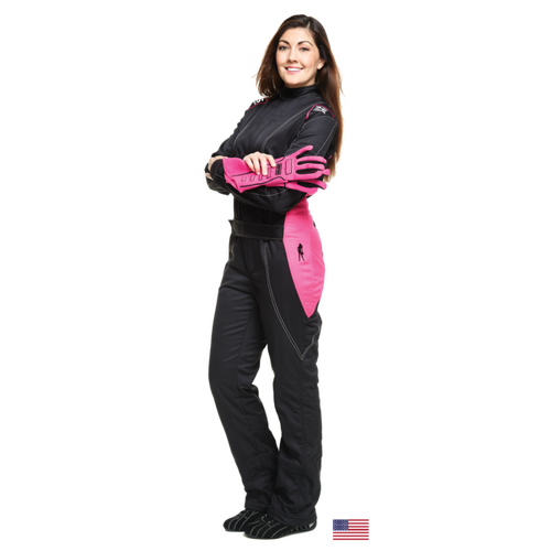  Simpson Racing Vixen II Ladies Driving Suit, Black/Pink, Large (Ladies 12-14)