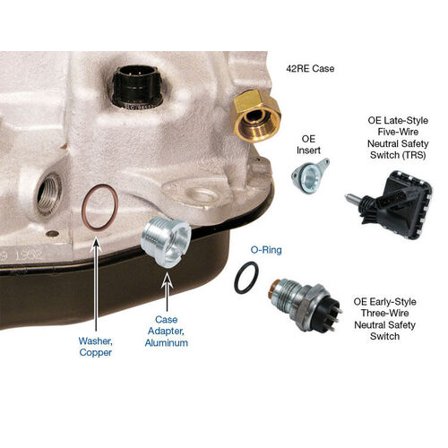 Sonnax Neutral Safety Switch Adapter Kit, Chrysler, 42Re, 44Re, 46Re, 47Re, Each
