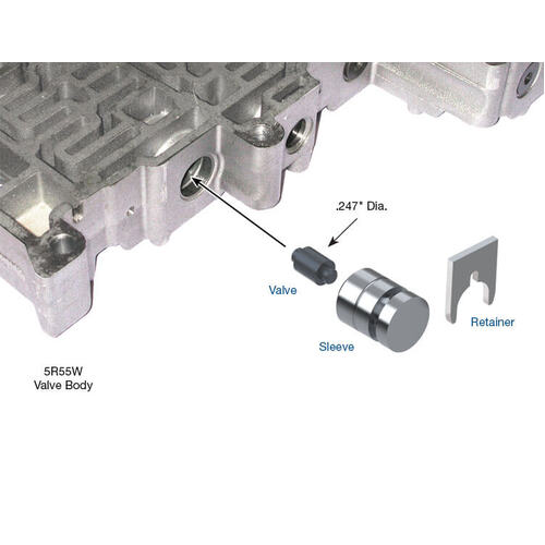 Sonnax Oversized Tcc Modulator Plunger Valve Kit, 5R55W/S O/S Sleeve, Each