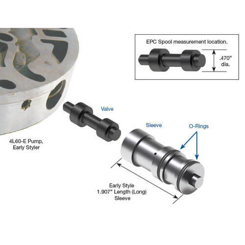 Sonnax Boost Valve Kit, GM, 4L60E, 4L65E Early Design .470", Each