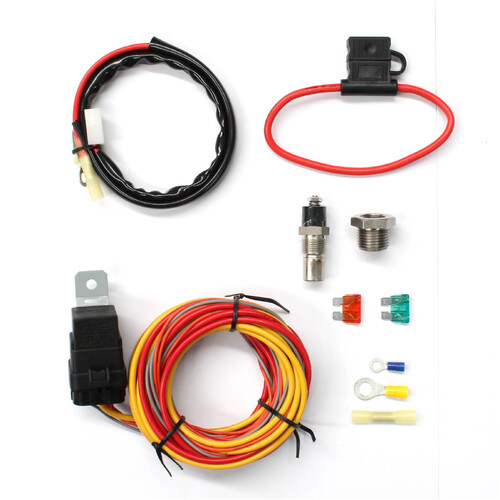 SPAL Electric Temp Switch Fan Trigger 12V 85C On - 74 C Off 3/8 NPT Includes Relay and Harness, kit