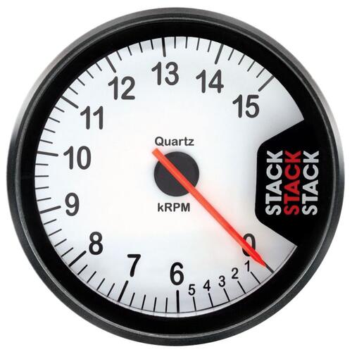 Autometer Tachometer, Clubman, 80Mm, White, 0-6-15K Rpm, Stack Instruments