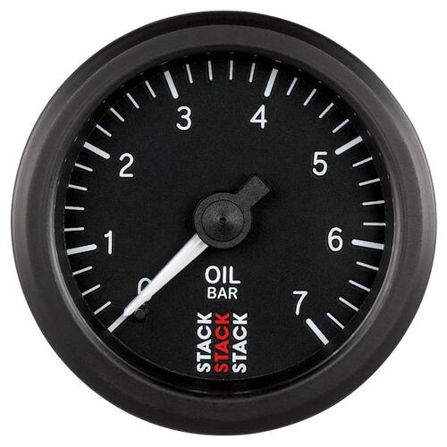 Autometer Gauge, Oil Press, Mechanical, 52Mm, Black, 0-7 Bar, M10 (M), Stack Instruments
